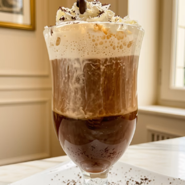 Café irlandés con crema batida en la cafetería de Pastelería Dulcita en Bogotá