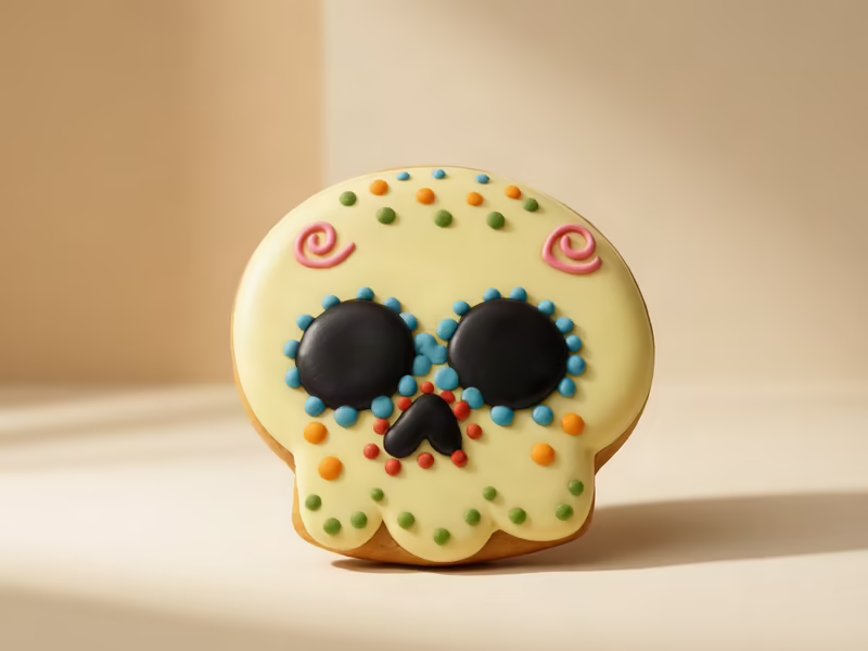 Galleta decorada con diseño de calavera catrina para Halloween — Pastelería Dulcita Bogotá