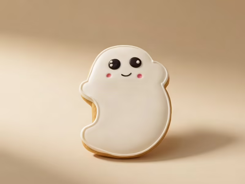Galleta decorada con diseño de fantasma para Halloween — Pastelería Dulcita Bogotá