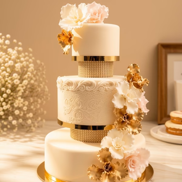 Torta de matrimonio elegante en Bogotá — Pastelería Dulcita