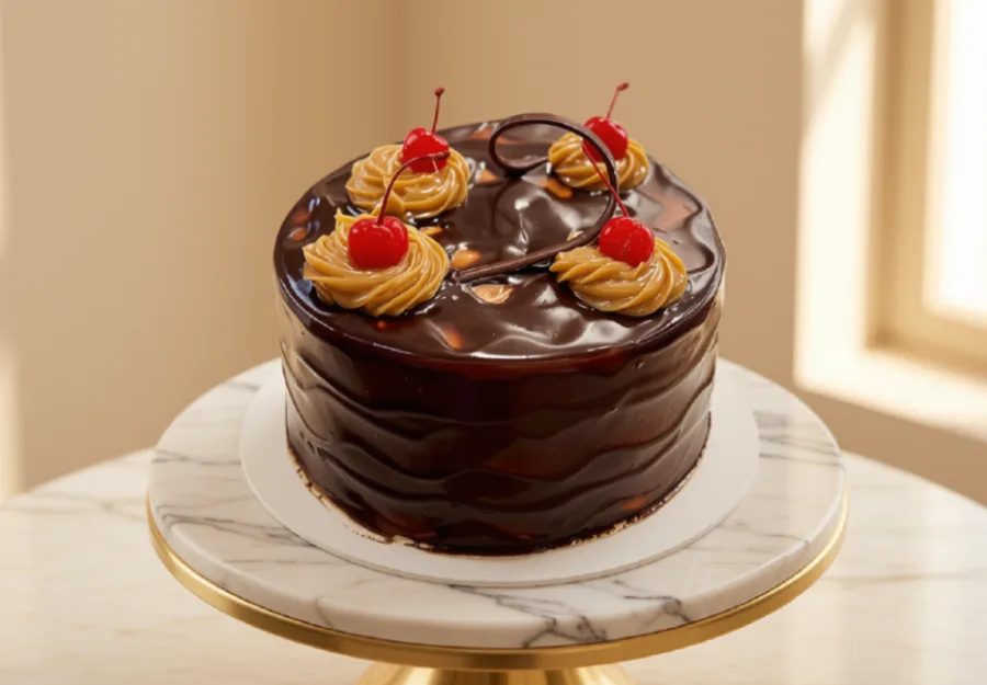 Torta Milkyway de Pastelería Dulcita cubierta en ganache de chocolate