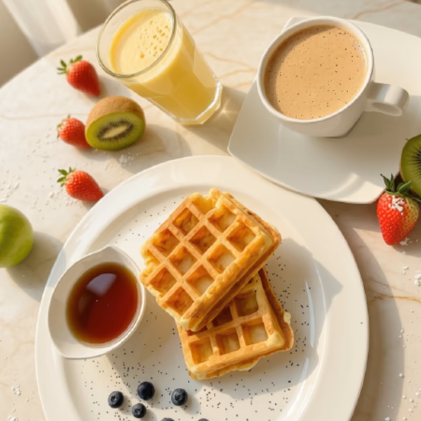 Waffle con miel de abeja del restaurante de Pastelería Dulcita, sede Calle 72